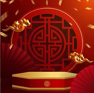 红色喜庆新年淘宝展台主图背景
