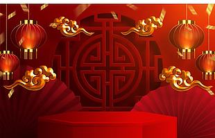 中国风新年展台背景设计
