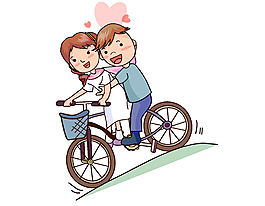 浪漫520骑单车的情侣元素
