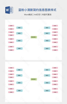 蓝粉小清新简约信息图表样式