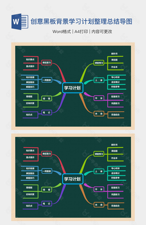 创意黑板背景学习计划整理总结导图