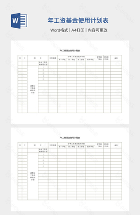 年工资基金使用计划表