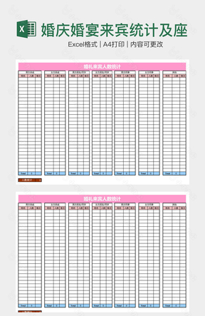 婚庆婚宴来宾统计及座位安排表
