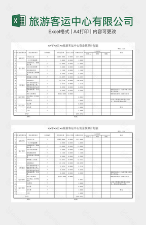 旅游客运中心有限公司资金预算计划表