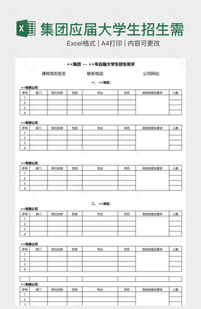 集团应届大学生招生需求总汇表