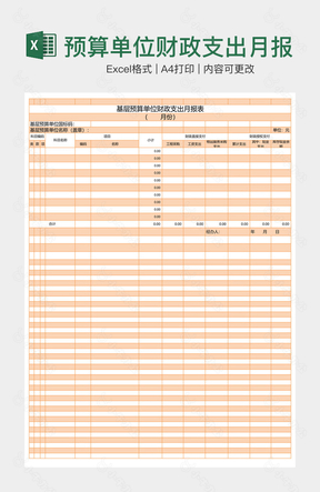 预算单位财政支出月报表