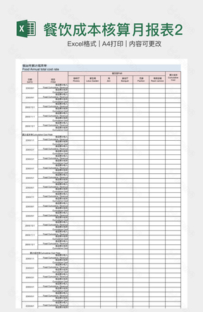 餐饮成本核算月报表2