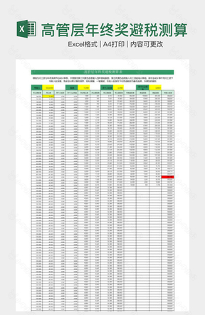 高管层年终奖避税测算表
