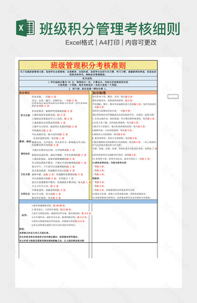 班级积分管理考核细则