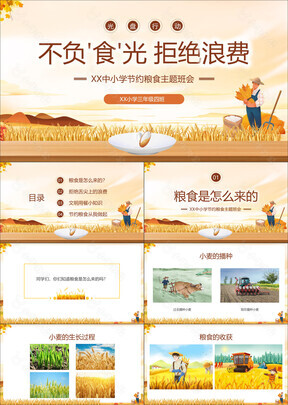 高级创意中小学节约粮食主题班会