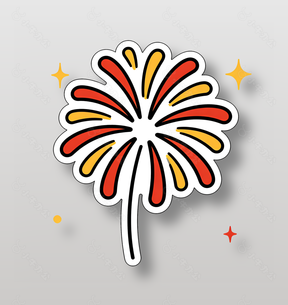 绚丽多彩烟花可爱卡通插画