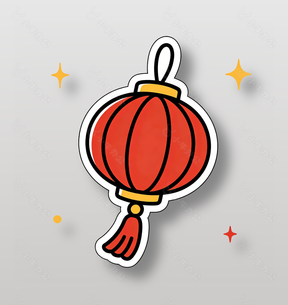 卡通风格红色灯笼节日装饰插画