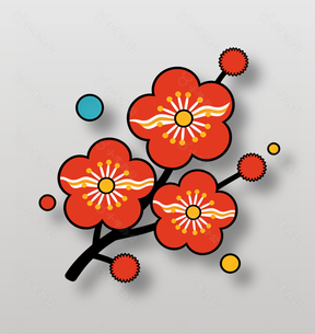 可爱卡通手绘红梅装饰插画