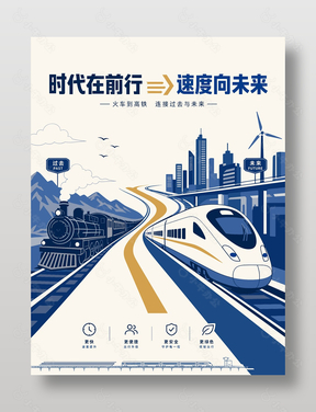 时代在前行交通工具发展海报设计